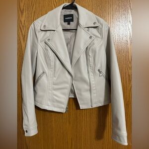 Express women’s XS faux moto jacket beige